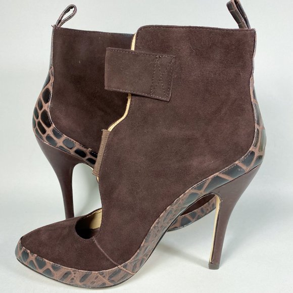 ASK ALICE Suede Snake Skin Cut Out Ankle Bootie - Picture 7 of 8